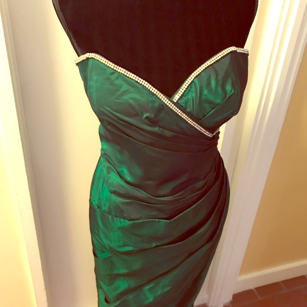 Emerald green evening gown